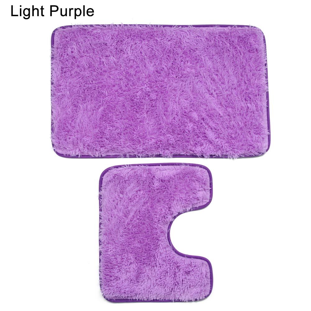 2 Pcs Soft Super Absorbent Living Room Bathtub Bathroom Carpet Toilet