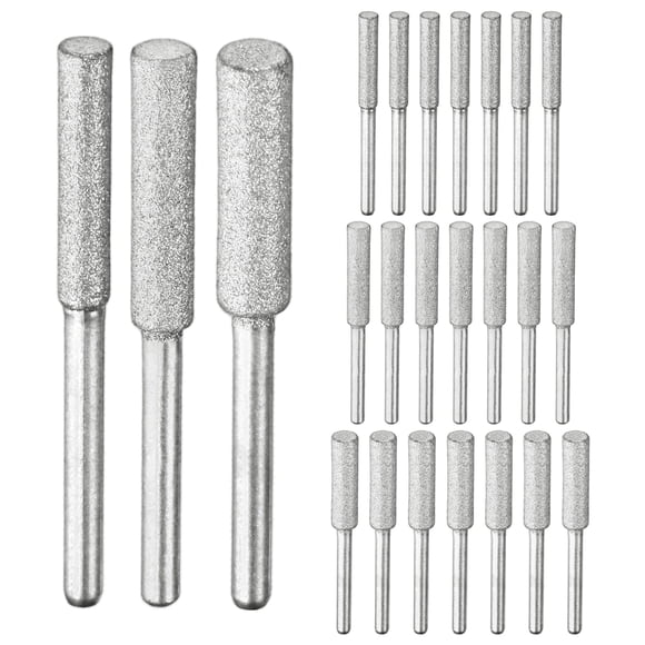 Uxcell Diamond Chainsaw Sharpener [24pcs] - Chainsaw Sharpening for Chain Saw, Jewelry, Stone, Wood- [Silver- 5/32 Inch,3/16 Inch,7/32 Inch]
