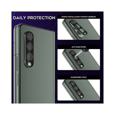 SaharaCase - ZeroDamage Camera Lens Protector for Samsung Galaxy Z Fold3 5G (2-Pack) - Clear/Black