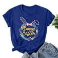 thumbnail image 2 of Easter Short Sleeve Round Neck Shirts Women Casual Cute Print Tee Summer Lightweight Pullover Tops (S, B Blue), 2 of 3