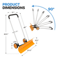thumbnail image 7 of MoNiBloom Snow Shovel with Wheels, 37.5" Wide Rolling Snow Plow Pusher Shovel with Adjustable Aluminum Handle, Snow Removal Tool for Driveway Garden Pavement, Orange, 7 of 7