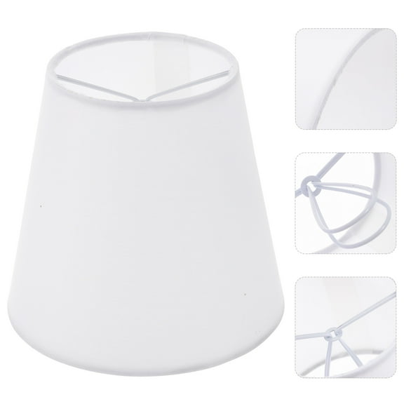 HAMPPLIES Small Lampshade Clip On Bulb White Iron 1Set 5.5x5.5x5.1In For Table Light