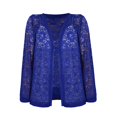 thumbnail image 5 of Women's Cardigan Solid Color Lace Knitted Cardigan With A V Neck And Three Quarter Sleeves For Ladies,Blue Women's Cardigan L, 5 of 5