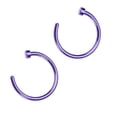 thumbnail image 1 of 2 pcs Unisex Surgical Titanium Steel Open Nose Ring Nose Piercing Stud 10mm (Purple), 1 of 8