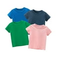 thumbnail image 2 of Ticikt Toddler T Shirts Cotton Summer Solid Tshirts Boys Girls Basic Tee Undershirts Short Sleeve Clothes Crew Neck Shirts,Color:Dark Blue,6 Years, 2 of 3