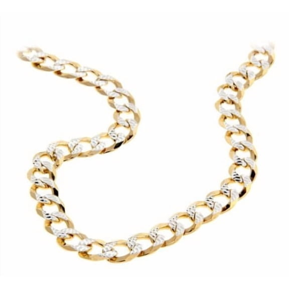 24" Curb / Cuban Italian Chain Two-Toned 14K Gold over .925 Sterling Silver