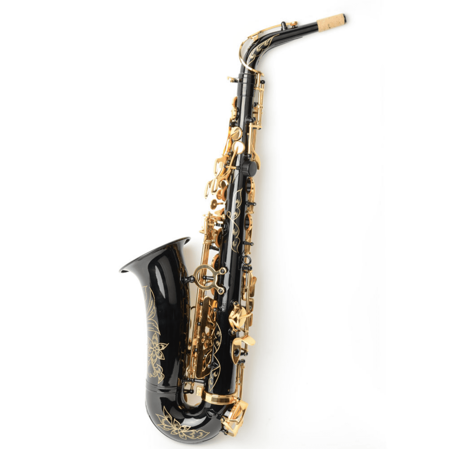 Hassch Brass Eb Saxophone with Box and Strap, Sax with Lubricants, Gloves, Cleaning Cloth and Cleaning Brush for Beginners, Black