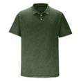 thumbnail image 5 of LODIENY Men's Polo Shirts Collared Short Sleeve Distressed Washed Button T-Shirt Athletic Golf Shirts Casual Vintage Basic Workout Tee Tops Army Green L, 5 of 7