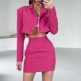 thumbnail image 1 of Falda Conjunto de 2 piezas para mujer, conjunto informal de 2 piezas a juego, conjuntos de trabajo cortos ajustados y pequeños Ygjytge Rosa Roja S para Mujer, 1 of 8