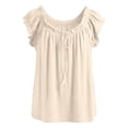 thumbnail image 5 of Women's Casual Tie Neck T Shirts Short Sleeve Solid Color Print Basic Vacation Tees 2026 Summer Trendy Tops, 5 of 5