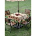 thumbnail image 4 of Outdoor Tablecloths with Umbrella Hole & Zipper, Red Texas Star Rustic 54x54 Inch Square Tablecloths, Farmhouse Berry Brown Wooden Waterproof Table Cloth, Patio/Pool/Picnic Table Covers, 4 of 8