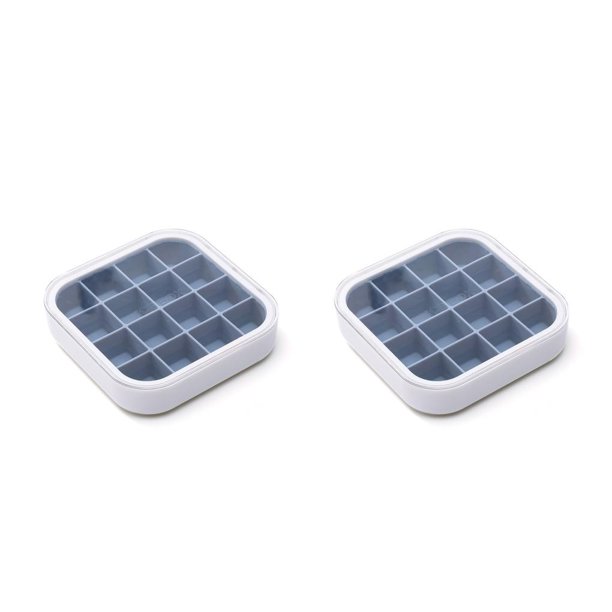 Toystoory Bandeja de cubitos de hielo de 16 rejillas, moldes de forma cuadrada con tapas, moldes reutilizables de plástico, lavables, para hacer helados Type2 NO2 Toystoory CBP492407