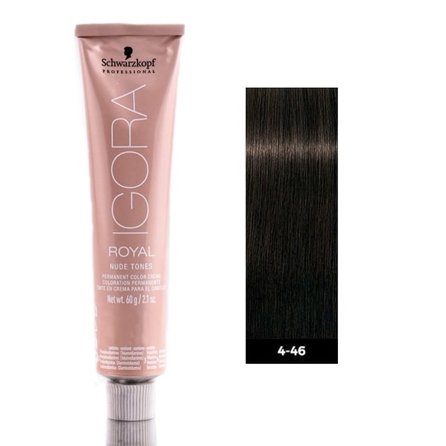 4-46 - Medium Brown Beige Chocolate , Schwarzkopf Professional Igora Royal Nude Tones Color Creme Hair - Pack of 2 w/ Sleek Teasing Comb Schwarzkopf by Sleekshop belleza
