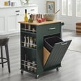 thumbnail image 2 of TMS Lima 3-Tier Rolling Kitchen Storage Cart with Spice Rack, Towel Bar, and Pull-Out Trash Bin Door, Dark Hunter Green, 2 of 16