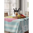 thumbnail image 6 of Easter Table Cloth, Waterproof Tablecloth for Rectangle Tables, Polka Dot Bunny Farmhouse Vintage Green Striped Reusable Washable Fabric Table Cover for Restaurant Kitchen Dining Tables 60"x102", 6 of 9