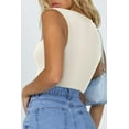 thumbnail image 2 of Women's Seamless Bodysuit Square Neck Sleeveless Tapered Shoulder Straps Tank Tops Summer, 2 of 4