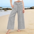 thumbnail image 2 of Nestiefly Girls' Gingham striped Pants Wide Leg High Waist Elastic Waist Casual Loose Trendy Beach Vacation Plaid Trousers with Pockets Black 160, 2 of 8