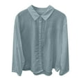 thumbnail image 3 of MHFRRA Camisa de Manga Larga con Panel de Encaje de Lino para Mujer, Blusa Holgada Vintage con Capas Verde, 3 of 3