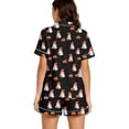 thumbnail image 4 of XINPING Women Halloween Pajamas Halloween Print Notch Lapel Short Sleeve Pajama Shorts Two Piece Outfit XL, 4 of 7
