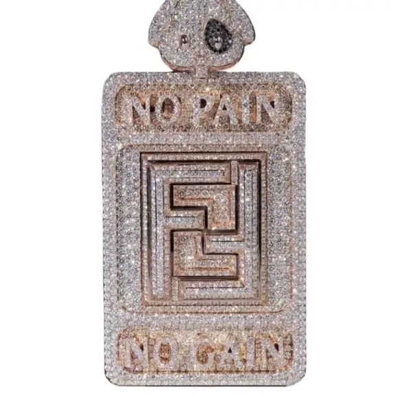 "9Ct Round Simulated Diamond Custom Dog Tag Pendant | 14K Rose Gold Plated Sterling Silver"