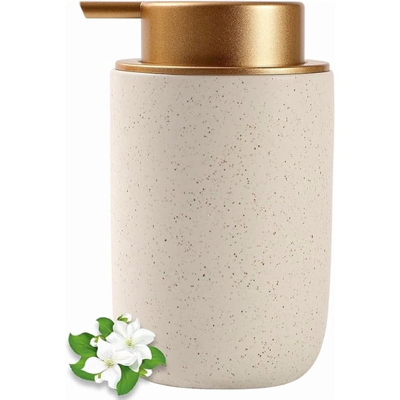 XUET Hand Soap Dispenser for Bathroom Decro, Ceramic Liquid Pump Bottles Refillable Dish Dispenser for Kitchen Farmhouse Colleage Dorm, Matte Beige