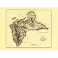 thumbnail image 2 of Jefferys 18x14 White Modern Wood Framed Museum Art Print Titled - Caribbean Guadeloupe - Jefferys 1775, 2 of 4
