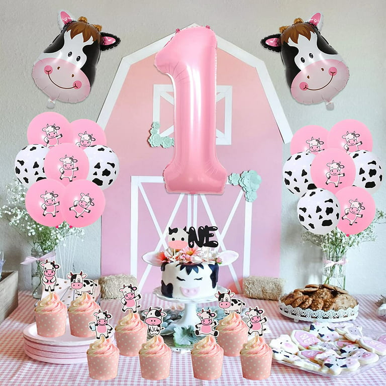 løbetur replika Håndskrift Kreatwow Pink Cow Print Party Decorations, Cow Party Decorations Glitter  Holy Cow I'M One Party Banner Cake Topper and Latex Balloons for Cow 1st  Party Supplies Kids Birthday Party Decorations - Walmart.com