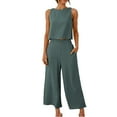 thumbnail image 5 of Likimi Two Piece Sets For Women Solid Color Sleeveless Crew Neck Vest With Pants Breathable Summer Outfit Set Blue Size Xl, 5 of 8
