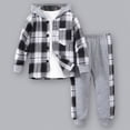 thumbnail image 4 of Kaprioy Toddler Boy Outfits Toddler Boy Clothes Plaid Hooded Shirt - 2 Piece Outfit Button Front Toddler Hoodie & Sweatpants Set Boys Winter Clothes, 4 of 7