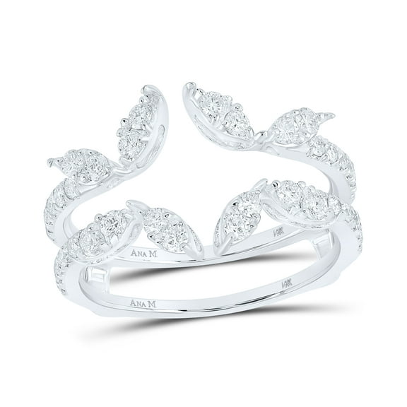 14K White Gold Womens Round Diamond Wedding Wrap Ring Guard Enhancer 3/4ctw, Womens Size: 5-10