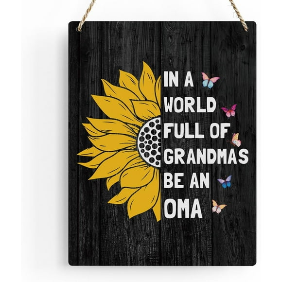 Oma Gifts Grandmother Gifts Great Grandma Gifts, Sunflower Wall Art Decor Hanging Sign, Mothers Day Birthday Gifts for Grandma, Bedroom Living Room Kitchen Decor Wooden Sign 8" X 10"