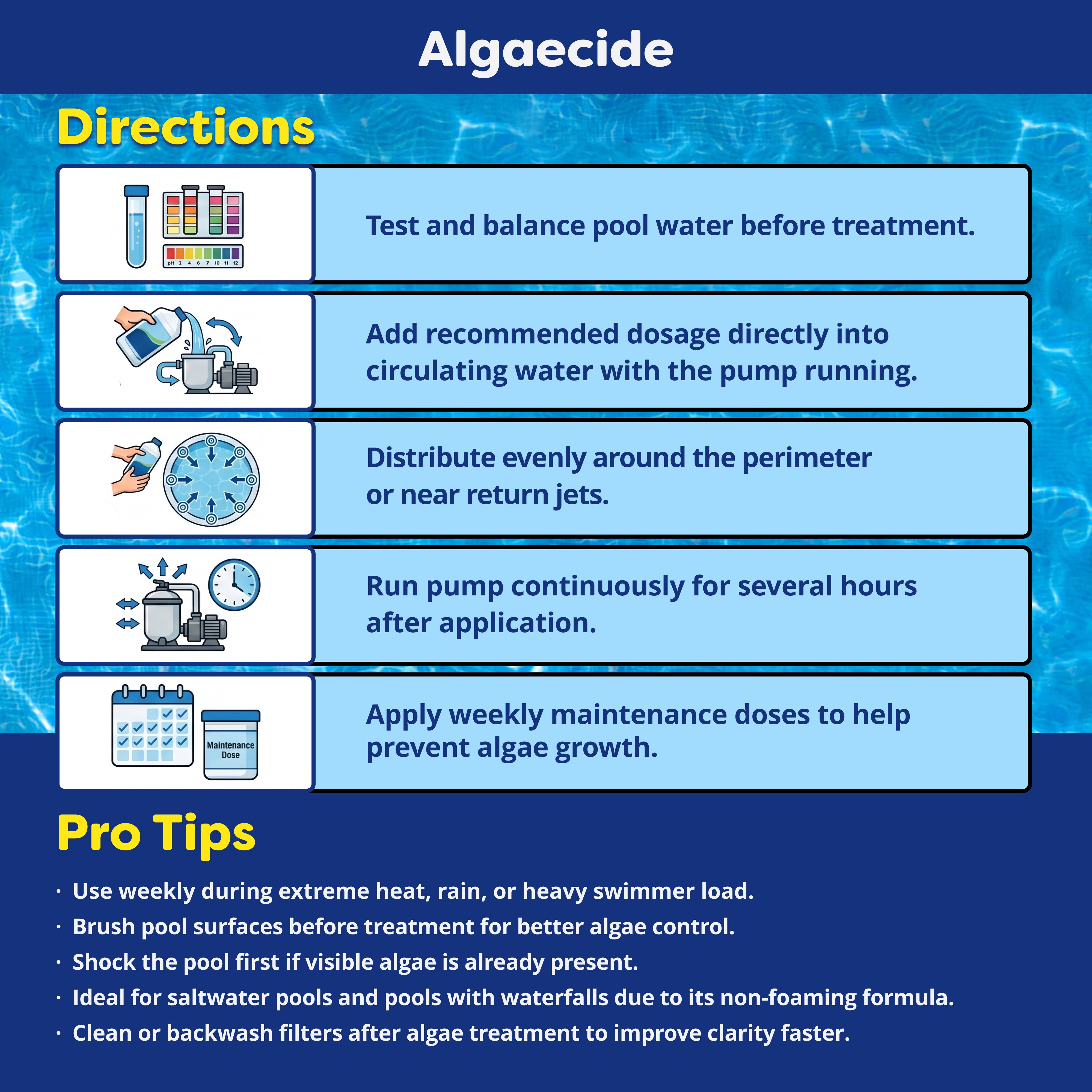 In The Swim Algaecide 60 Plus For Swimming Pools - Non-Metallic, Low Odor, Non-Foaming Algae Bloom Preventative - Chlorine Sanitizer Compatible - 1 Quart Y1300