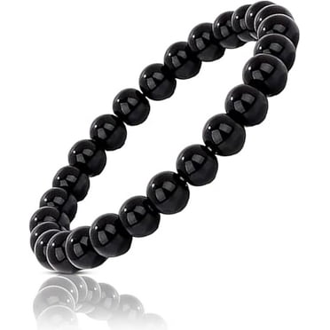 RadEnergy Shungite Bead Bracelet For Women & Men's Gifts | Healing Crystal Jewelry with Genuine Shungite Stones | Energy Balance and Chakra |  Healing Beaded Stretchable Bracelet 8MM (Color Black)