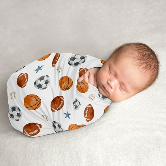 Sweet Jojo Designs Watercolor Sports Theme Boy Swaddle Blanket