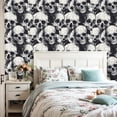 thumbnail image 4 of Peel and Stick Wallpaper Seamless skulls grunge style Gothic Style Decor Self Adhesive Removable Renter Friendly Contact Paper for Bedroom 24in x 118in, 4 of 8