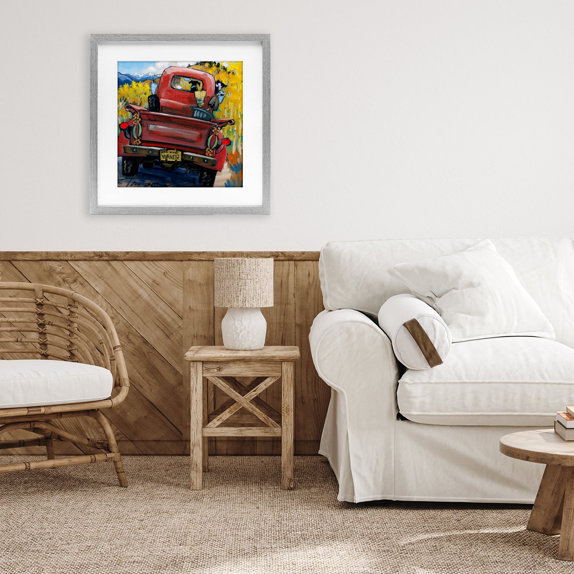 Stupell Industries Wander Truck Through Wheat Grass Gray Framed Print Under Glass, design by CR Townsend