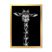 Designart 'Portrait Of A Giraffe In Monochrome' Farmhouse Framed Art Print