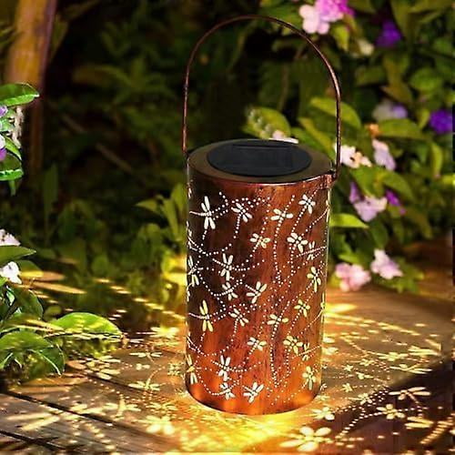 7 inch Solar Lantern, Metal Solar Lanterns Garden Lights, IP65 Waterproof Hollowed-Out Table LED Lantern Decor, Mother Women Gifts