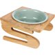 thumbnail image 4 of Ceramic Elevated Cat Bowl Set With Wood Stand Designed For Pet Owners Light Green Easy To Clean Angled Shape 1 Set, 4 of 4