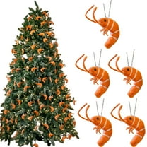 SeekLGT Prawnaments Christmas Ornaments Handmade Ornament Novelty Christmas Decor Eco Friendly Prawn Shape Wool Ornament Seafood Themed Holiday Decoration Unique Gift