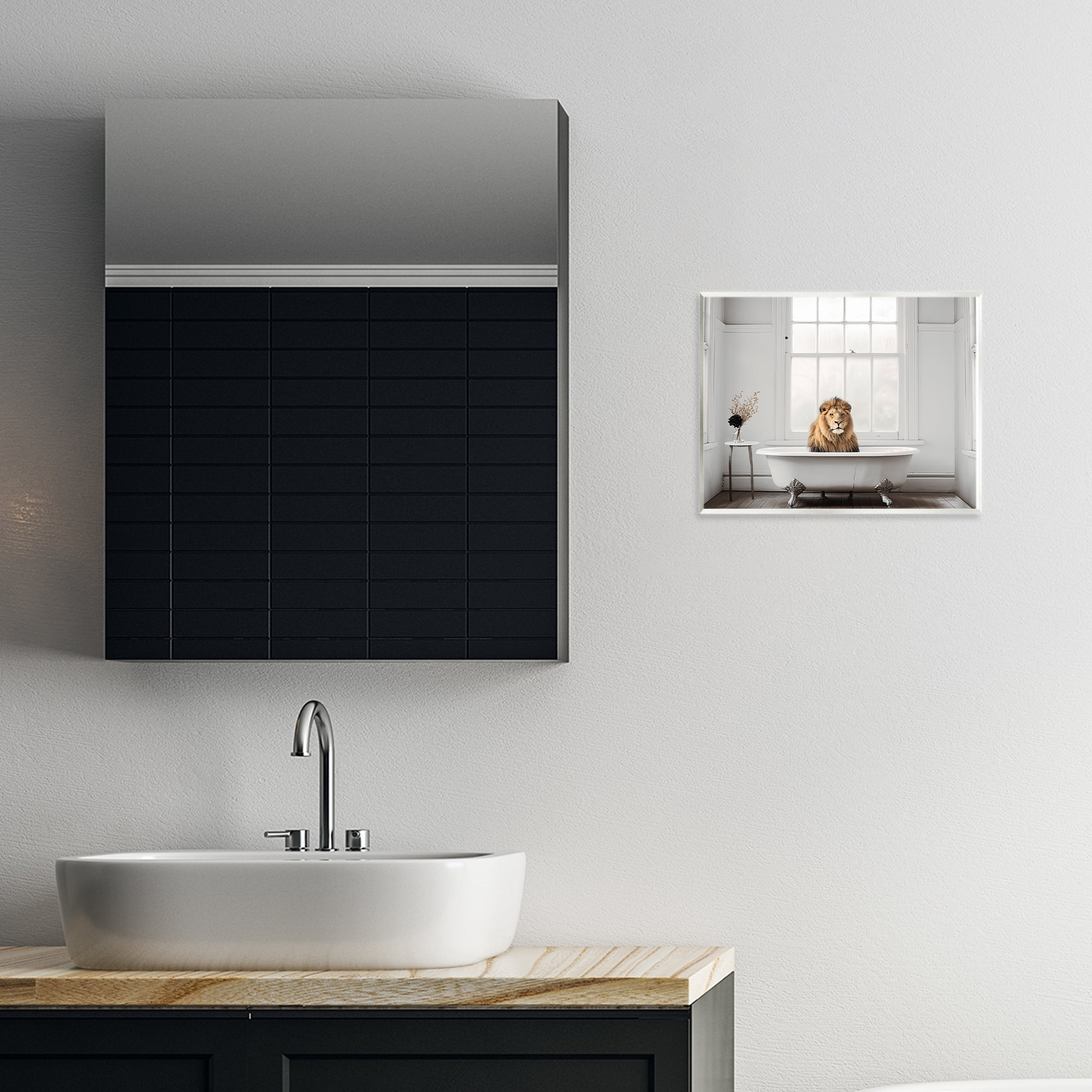 Minimalist Lion Bathtime Wall Plaque Art, design by Sasha
