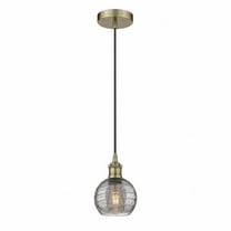 616-1P-AB-G1213-6SM Innovations Lighting Athens Deco Swirl - 1 Light Mini Pendant In Industrial Style-8.75 Inches Tall and 6 Inches Wide-Antique Brass