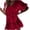 ♘041-Red, variant on Xuyuer Women's Solid Short Sleeve V-Neck Fringe Pleated Dress - Relaxed Midi Dress with Textured Detail