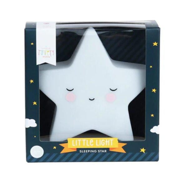 A Little Lovely Company - Wireless Night Light - Sleeping Star Shape - Soft Glow for a Secure Feeling - Cordless and Portable - Perfect for Kids' Rooms