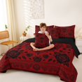thumbnail image 4 of Homewish Goth Sugar Skull 7-Piece King Bedding,Baroque Damask Flowers King Bed in a Bag,Halloween Bed Set,Black Reversible, 4 of 8