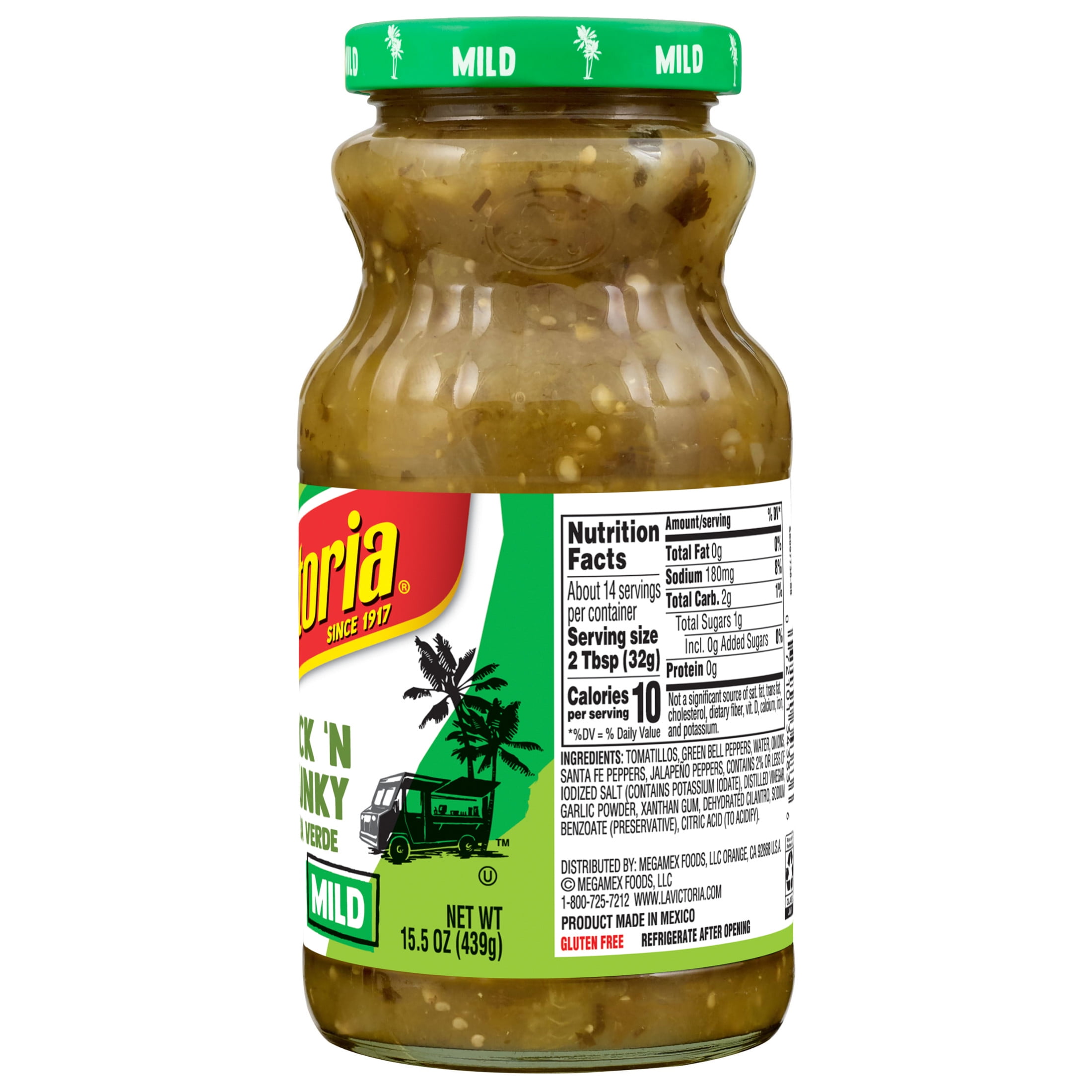 (3 pack) LA VICTORIA Thick 'N Chunky Salsa Verde, Mild, Shelf Stable, 15.5 oz Glass Jar