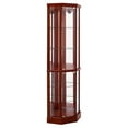 thumbnail image 5 of Royard Oaktree 70" Retro Lighted Corner Curio Cabinet with Curved Design, Glass Doors, and Shelves, 5 of 9