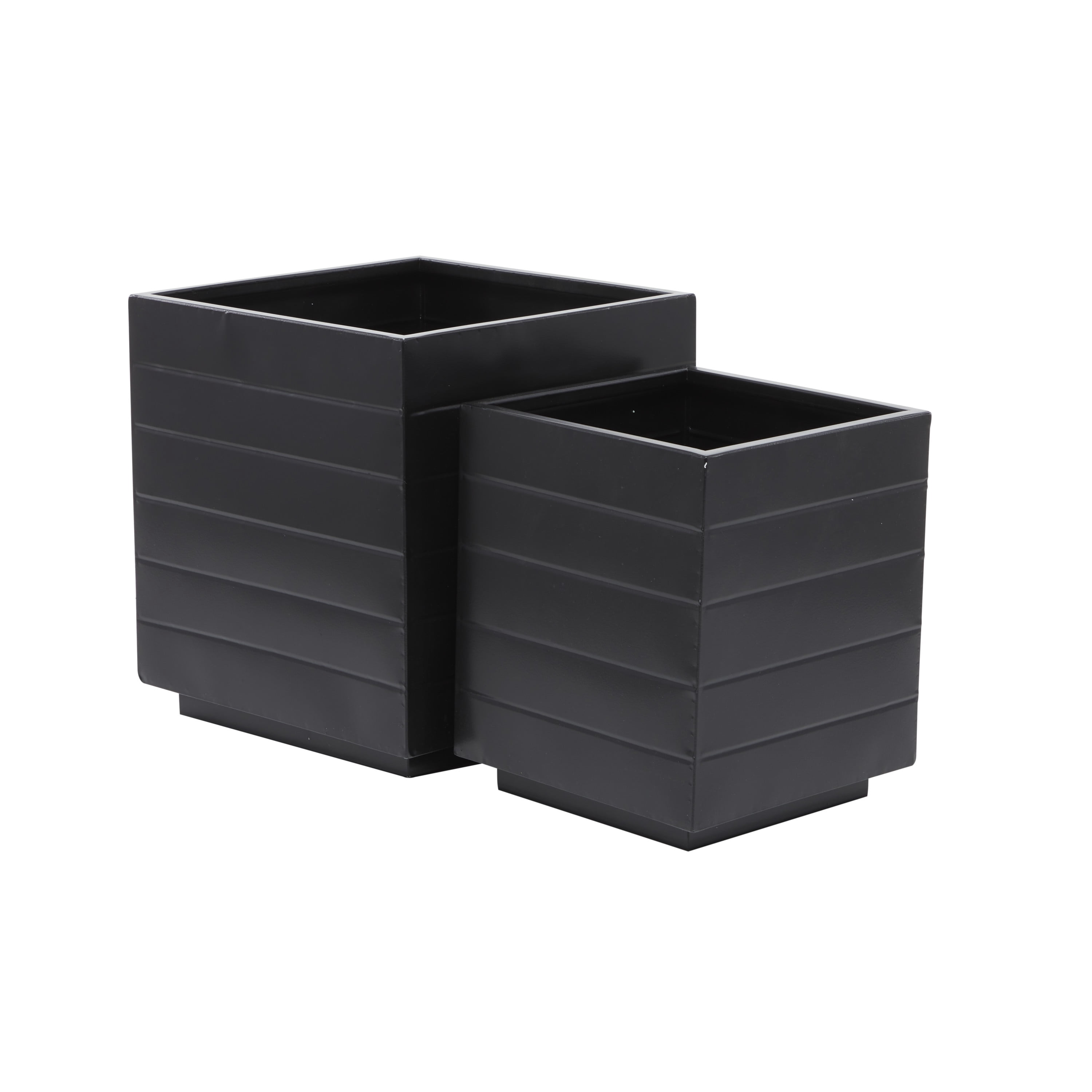 CosmoLiving by Cosmopolitan 13", 10"W Indoor Outdoor Black Metal Planter (2 Count)