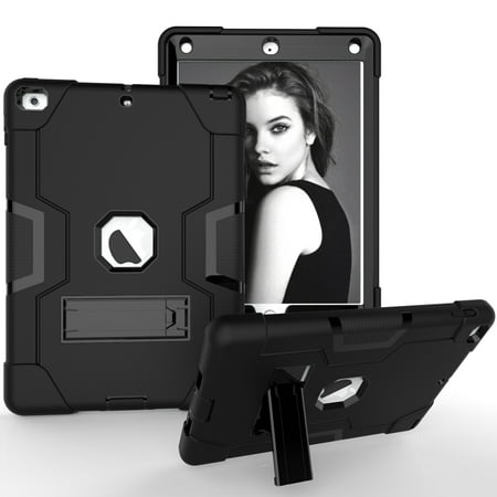 Allytech iPad Air 2 Case, iPad A1566/A1567 Kids Proof Case, Apple iPad Pro 9.7 Case, Three Layer Shockproof Rugged Armor Defender Protective Case Cover with Kickstand (Best Kid Proof Ipad Air Case)