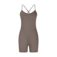 thumbnail image 7 of MVRLSH Shapewear Tummy Control Sleeveless V Back Backless Stretchy Workout Yoga One Piece Jumpsuit Body Shaper Shorts for Women Brown - M, 7 of 7
